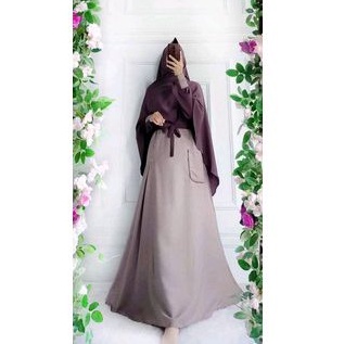 GAMIS SET SYARI  FREE CADAR MODEL KANCING KHIMAR JILBAB HIJAB INSTAN ANTEM MUSLIMAH FASHION STYLE huwaida gamis umroh haji awarna gelap kalem