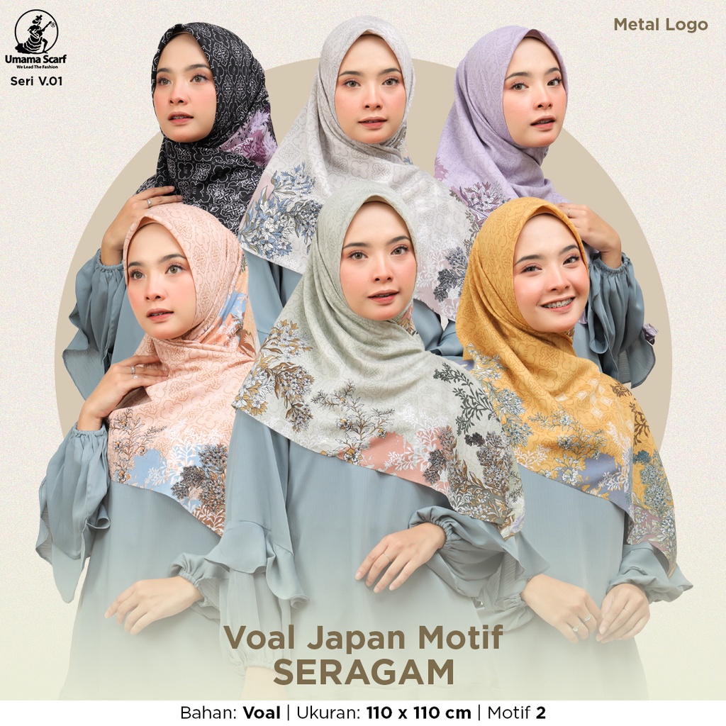 Umama Scarf - jilbab Motif Segi Empat Voal Japan Print Lc DAPET 5 PCS