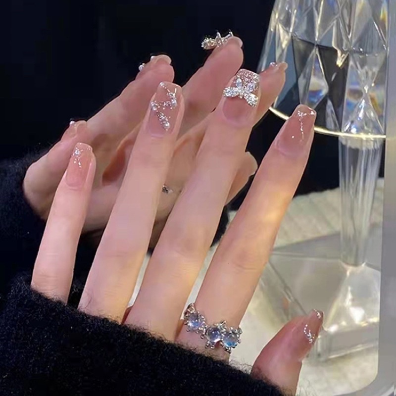 Kuku Palsu 【B42，lem cair】Nikah kuku Wedding False Nailart Pengantin Tangan