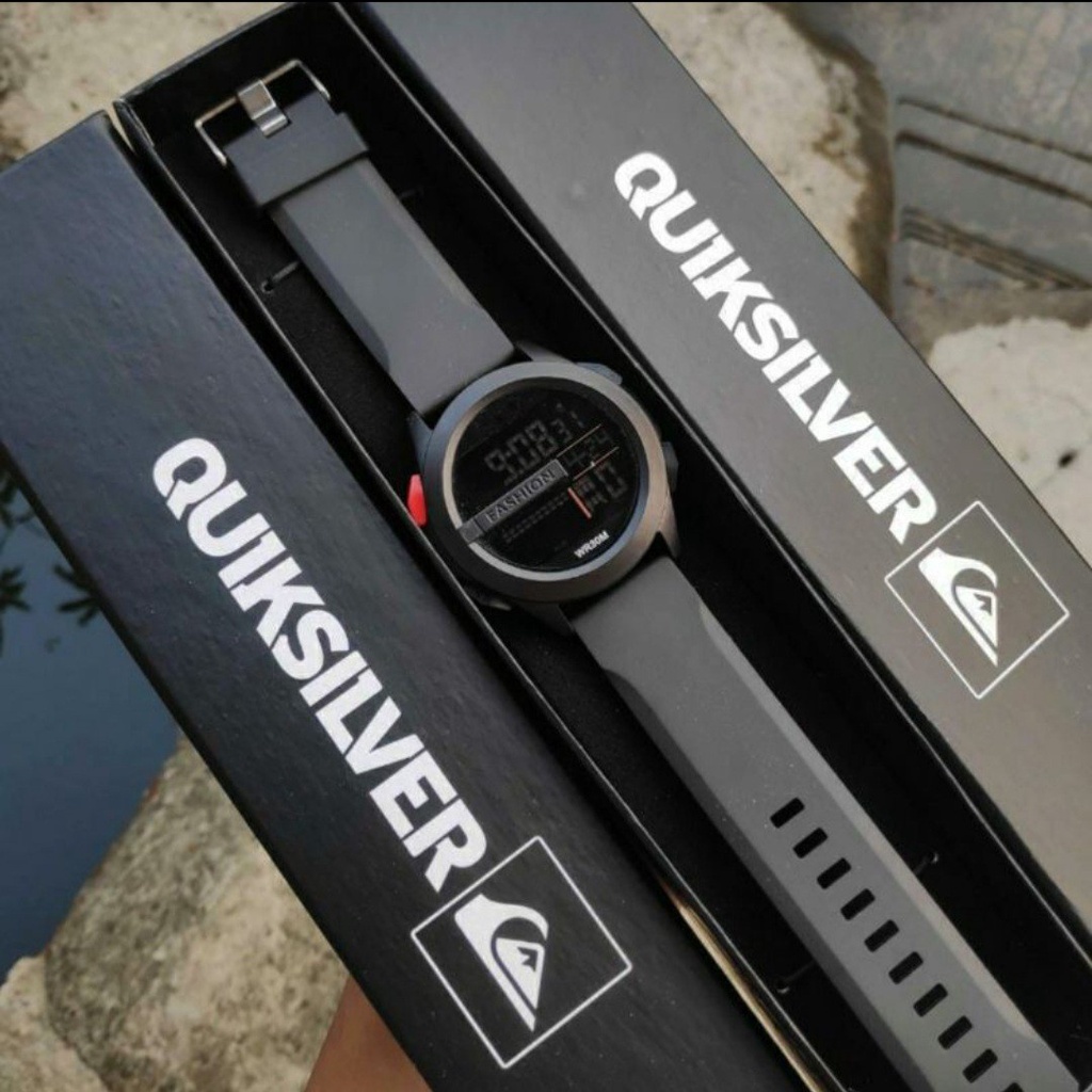 BEST Jam Tangan Quiksilver Digital Rubber Model Terbaru 2022 Anti Air Goresan Api - Jam Tangan Cowok