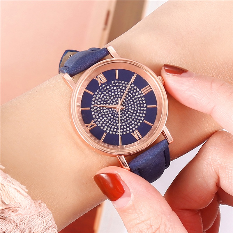 RRNS 127 Jam Tangan Casual Wanita Analog Kecil Dial Bulat Dengan Strap Pu Leather Korean Fashion