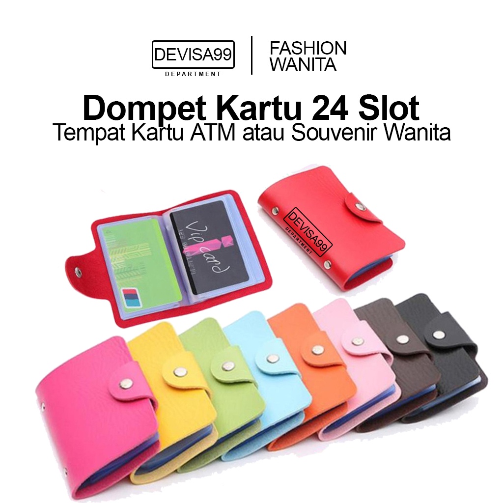 Dompet Kartu 24 Slot Kulit Nama / ATM / Name ID Card Holder 24 Slot Tempat Kartu Souvenir Wanita