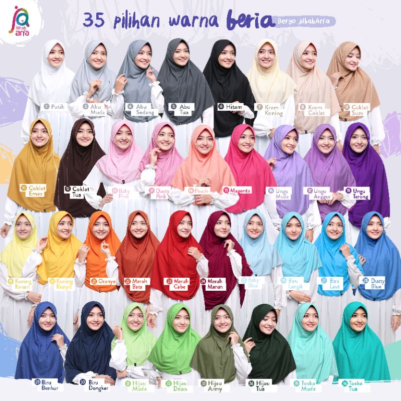 Jilbab beria - Bergo beria jilbab afra (arfa) - hijab bergo instan