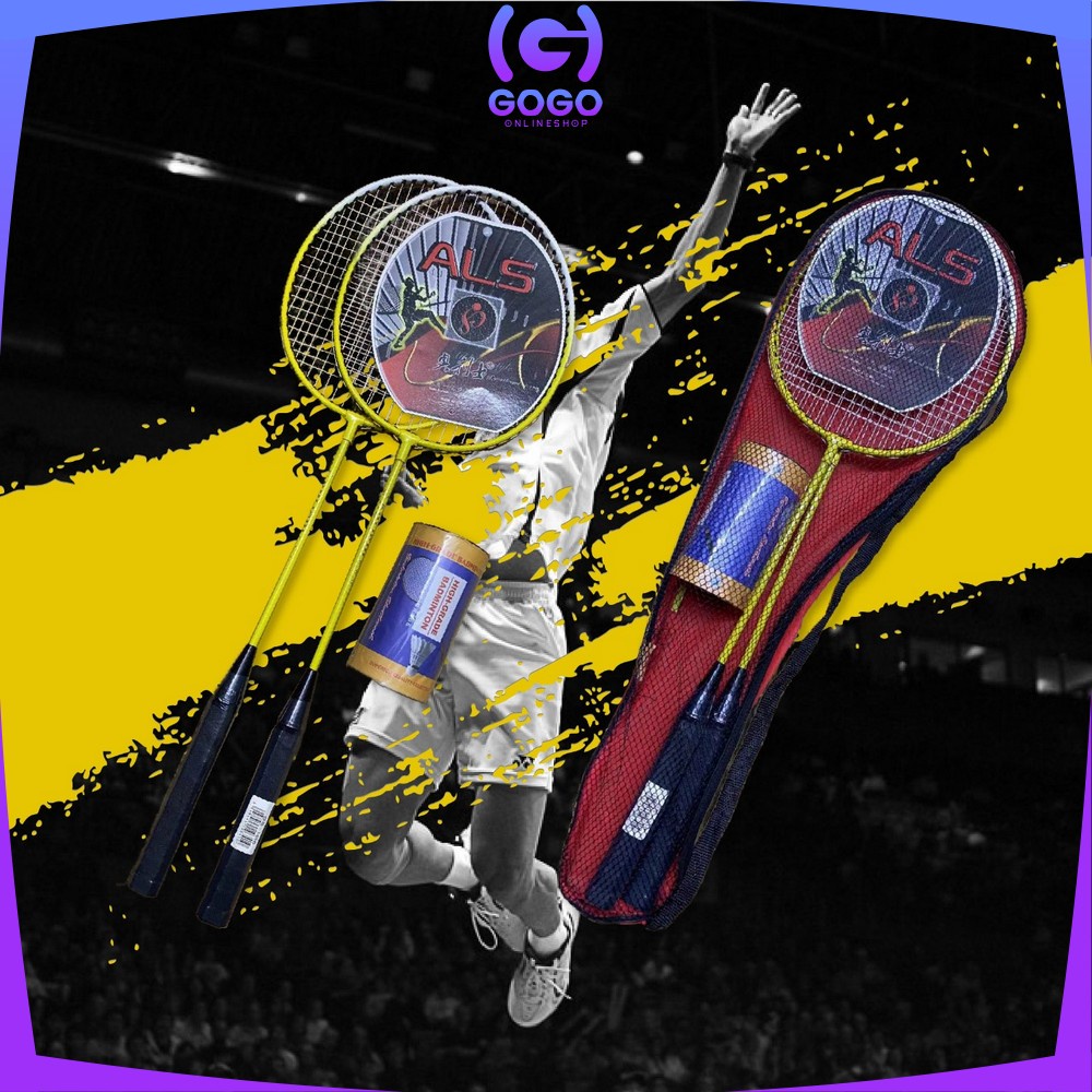 GOGO-O5-O7 Raket Badminton Set Isi 2 Raket Bulutangkis Bonus Tas Bulu Tangkis Alat Olahraga