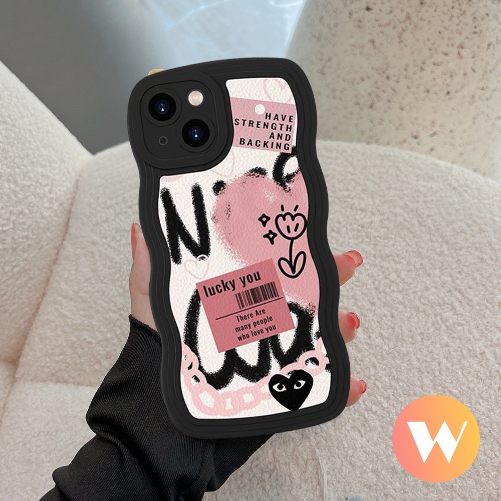 Imut Graffiti Cinta Hati Soft Tpu Case Redmi Note 11s 9 10s 10 8 9s 9pro 11 Pro Max Plus Redmi A1 9T 10A 10C 10 9 9A 9C NFC Bunga Trendy Label Comme des Garcons Wave Edge Cover