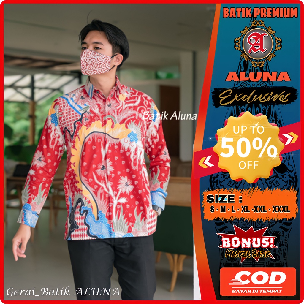 Baju Batik Pria Semi Tulis Bahan Katun Primis Danar Hadi Solo Kemeja Pria Lengan Panjang Premium Alu