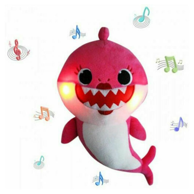 30 cm Baby Pink Shark Light Singing Last Airbender Sumber Daya Mainan Mewah Boneka Musik Lagu Inggris Hadiah Untuk Mainan Anak