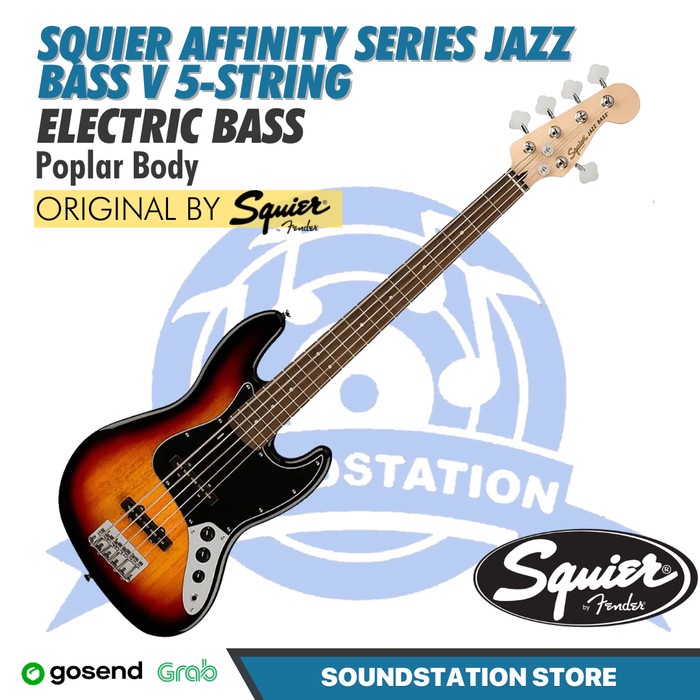 Squier Affinity Series Jazz Bass V 5-String Electric Bass, Laurel FB
