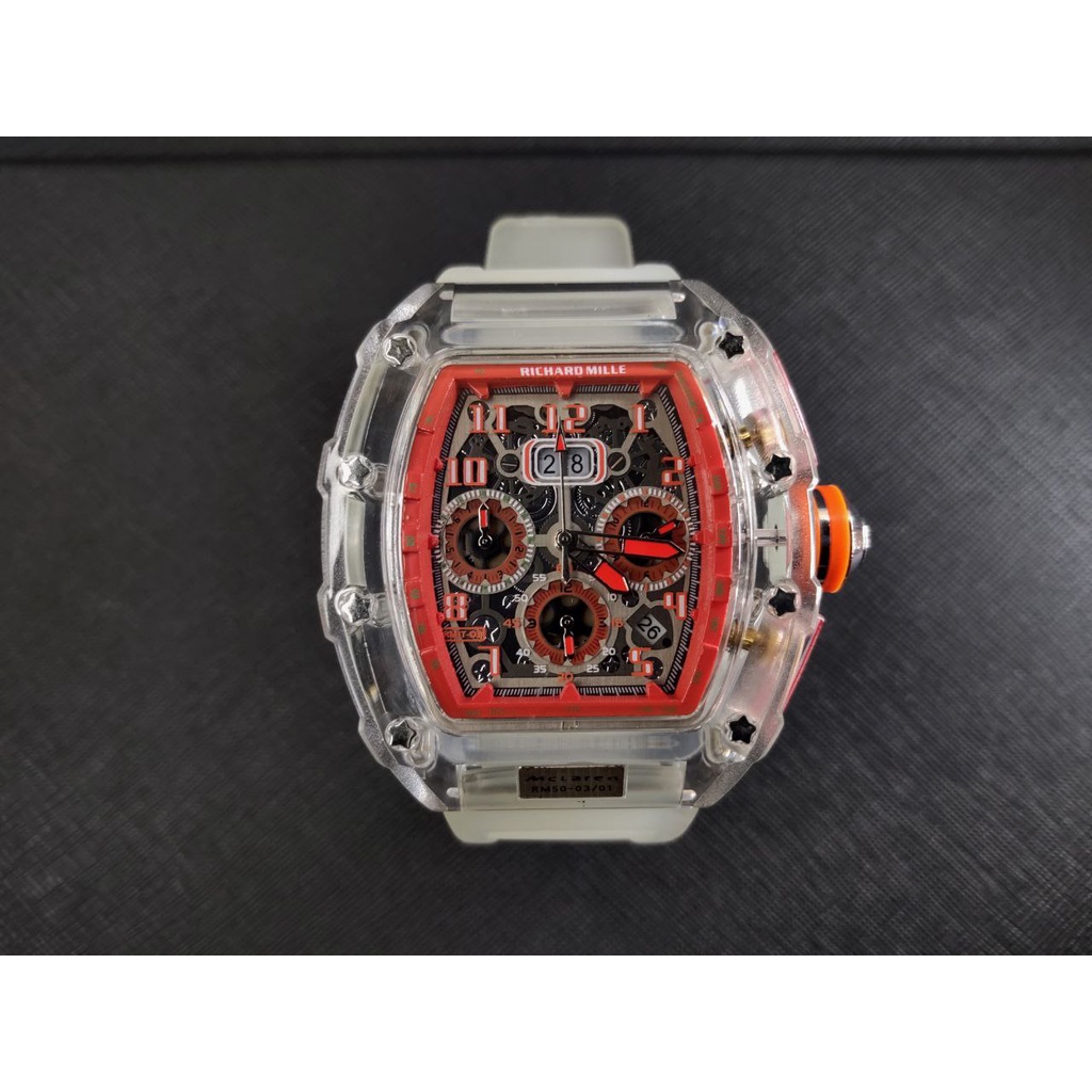 Jam Tangan Pria RM 56-01 AN Saphir Watch Chronograph Multifunctional Quartz Skeleton Limited