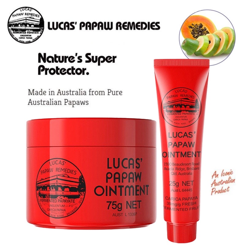 Lucas Papaw Ointment 25/75gr untuk bayi Lips Balm dan Salap Penghilang Bekas Gigitan Nyamuk