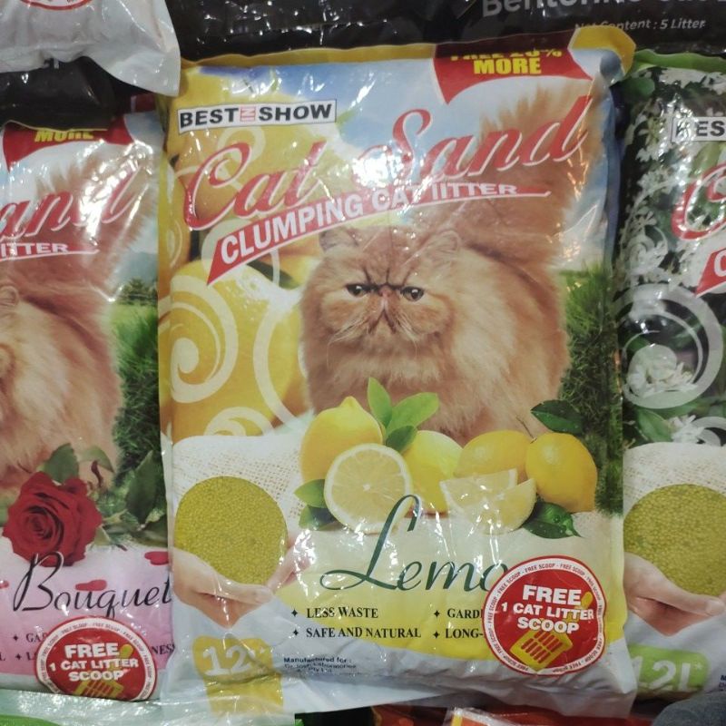 PASIR KUCING CAT SAND 12L AROMA LEMON FREE CAT LITTER SCOOP