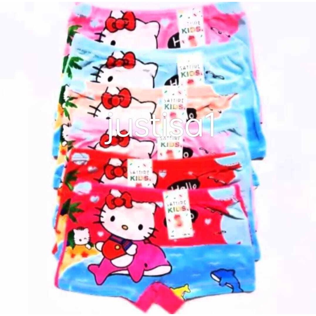 GROSIR 6 PCS CD BOXER ANAK PEREMPUAN KARAKTER LUCU HELLO KITTY TERMURAH..SEMPAK ANAK CEWE