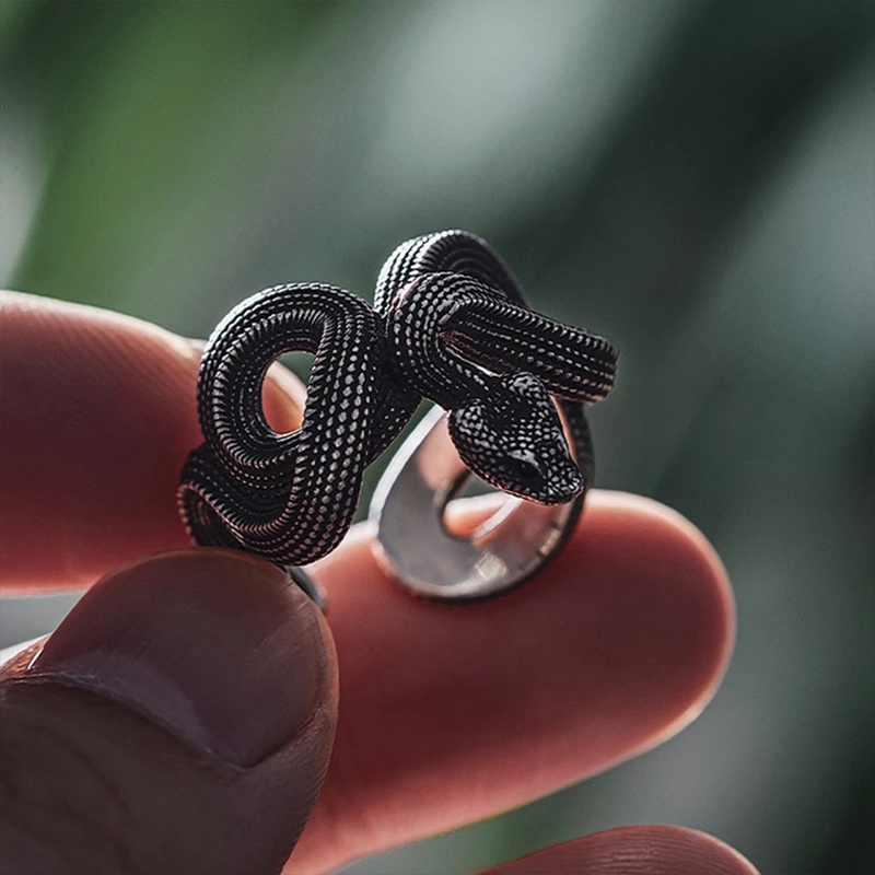 Fancyqube Kalung Liontin Cincin Zodiak Ular Handmade Gaya Retro Untuk Pria