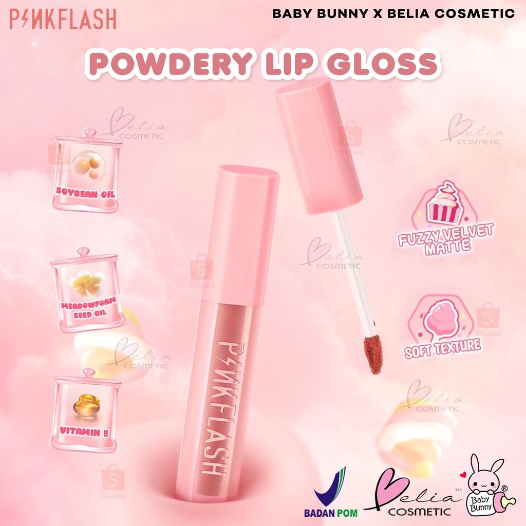 ❤ BELIA ❤ PINKFLASH Powdery LipGloss PF-L16 | Lipgloss | Pewarna bibir | BPOM