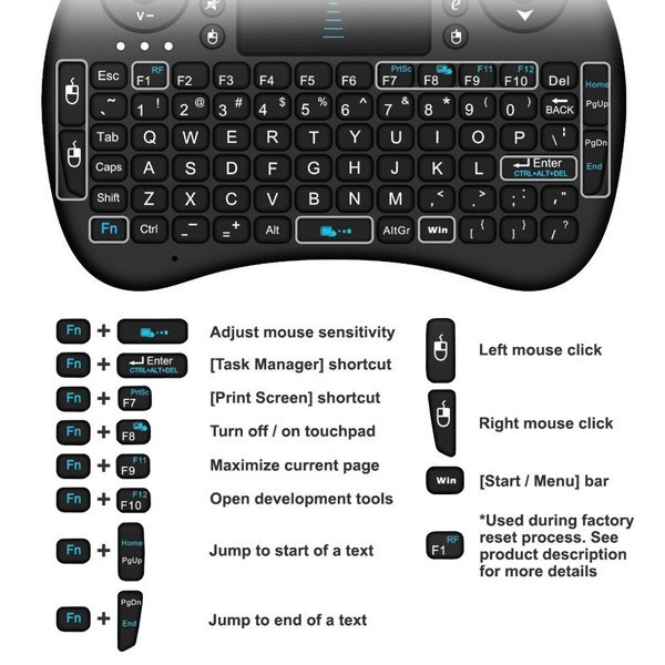 Mini Wireless Keyboard Smart Android Tv Box STB Touch Pad Mouse rii i8