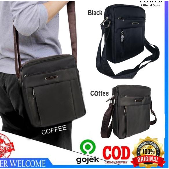 Polo Power 012S Tas Slempang Pria Sling bag Import Tas Polo Original - Cokelat, Medium