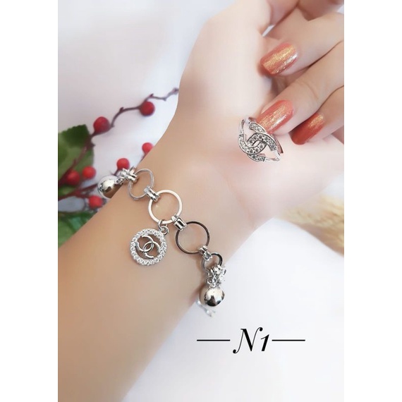 gelang titanium silver set titanium
