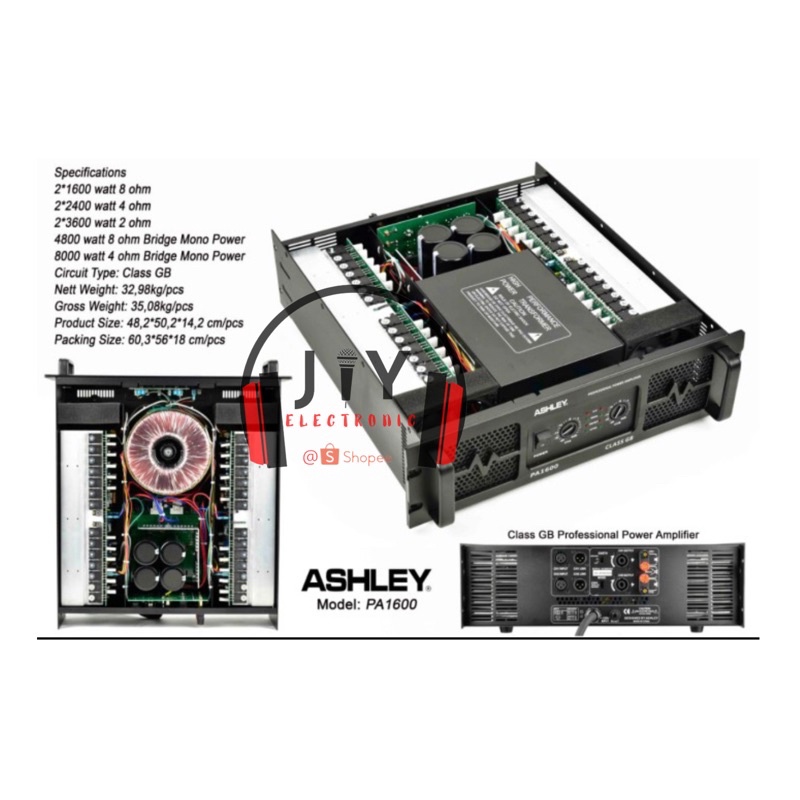 Power Ashley 2 Channel Class BG PA1600 PA-1600 PA 1600 Original