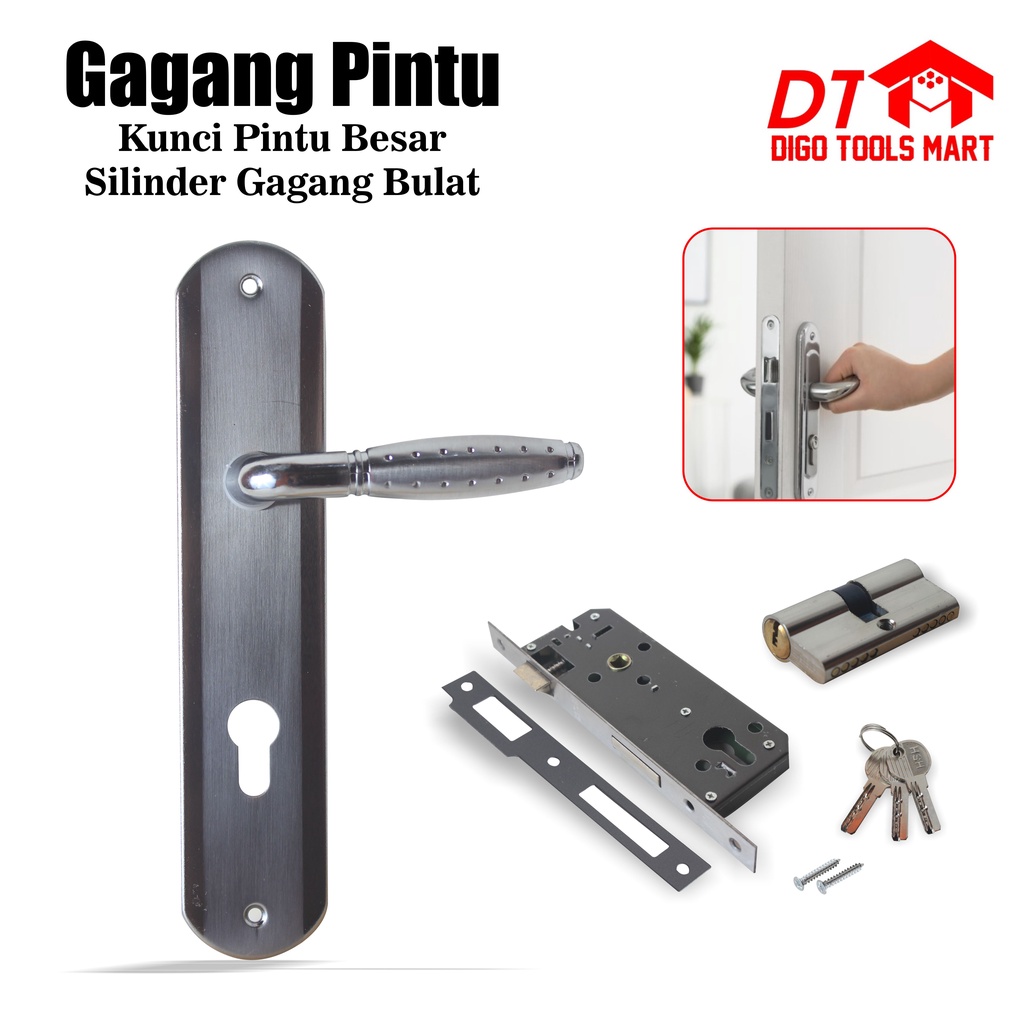 Kunci Pintu Besar Full Set Gagang Bulat Handle Pintu