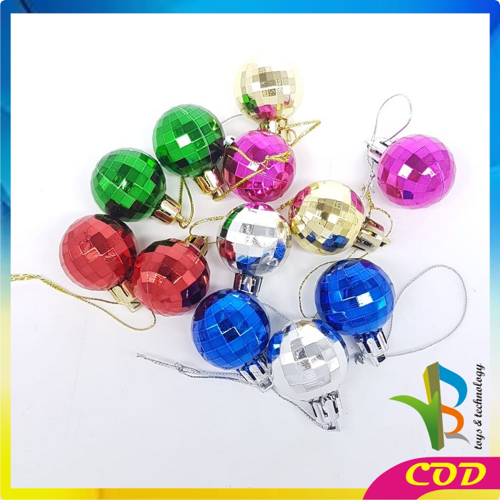 RB-C38 Gantungan Bola Kilap 6PCS / 12PCS Aksesoris Hiasan Pohon Natal Ornamen Dekorasi Rumah MURAH