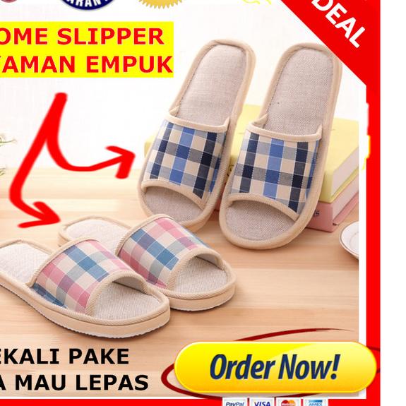 Sandal Rumah Motif STRIPE / Slipper / Sandal Kamar / Sandal Tidur Bulu - 37-38