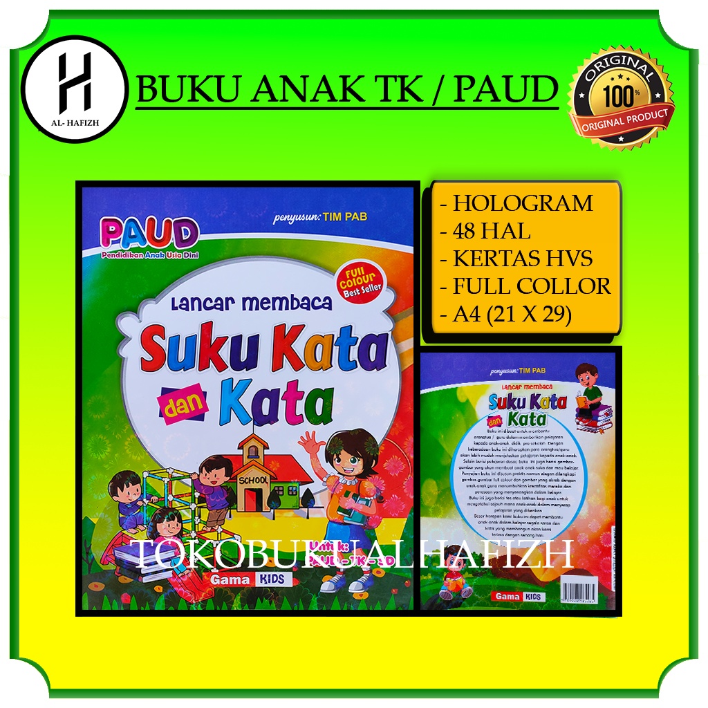 Jual Buku Anak TK Paud Lancar Membaca Suku Kata Dan Kata Hologram Full ...