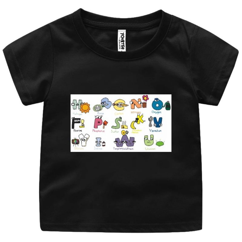 BAJU KAOS ANAK ALPHABET LORE (p) VIRAL 1-12 TAHUN COWOK/CEWEK UKURAN S,M,L,XL,XXL,XXXL