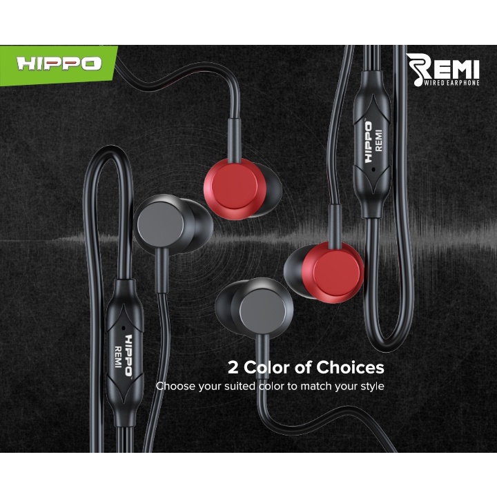 Hippo Earphone Remi Super Bass Jack 3.5 mm Wired Handsfree Android Original Earbuds Headset