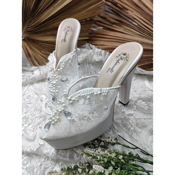 sepatu wedding wanita ruby putih 12cm