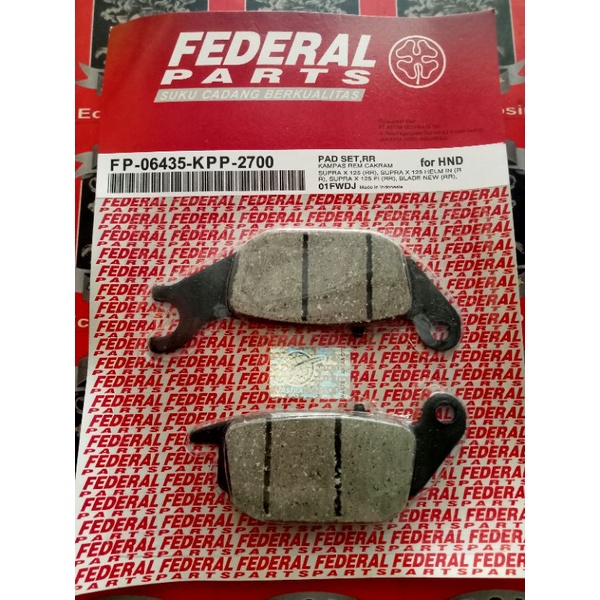 DISPAD BELAKANG KAMPAS REM SUPRA X125(FEDERAL ORIGINAL)
