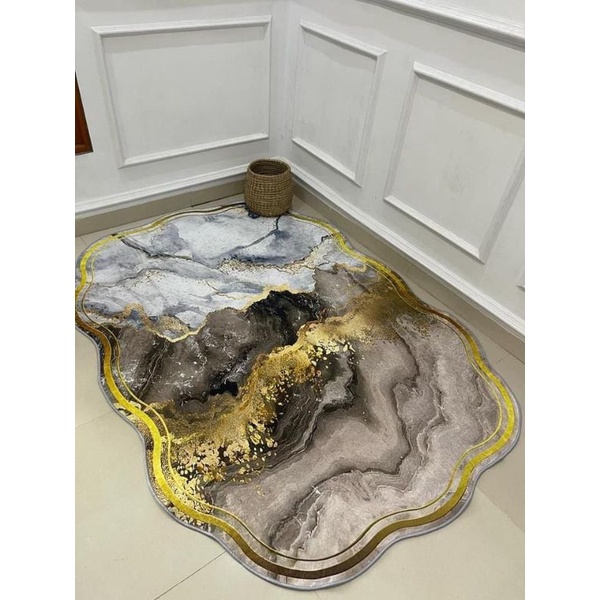 Karpet marble grey brown gold