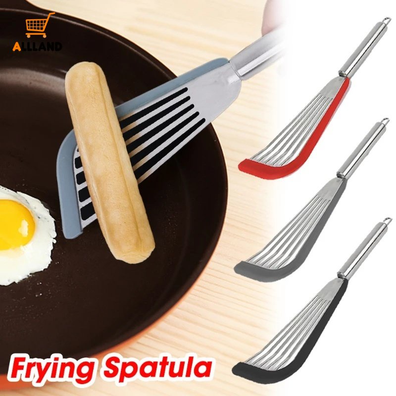 Spatula Steak Telur Goreng Pancake Ikan Bahan Stainless Steel Silikon Anti slip Untuk Alat Memasak