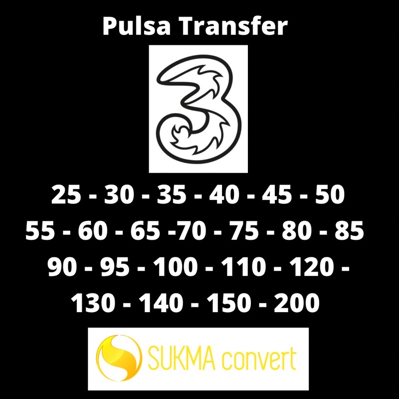Pulsa Transfer Tri murah 25k-200k by SUKMACONVERT
