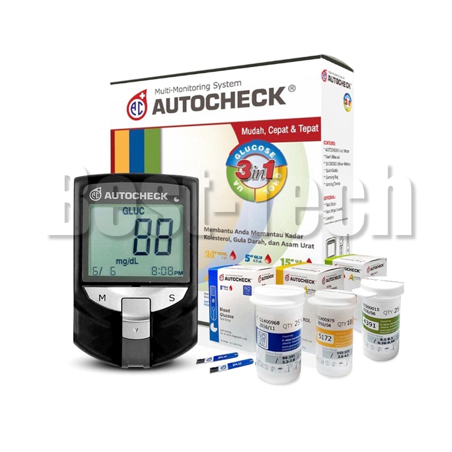 Alat Cek Gula Darah Kolesterol Asam Urat / Autocheck GCU 3in1 / Alat Tes Darah