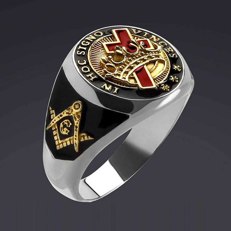 Cincin Desain Tengkorak Silang Gothic Gaya Vintage Hip Hop Untuk Pria