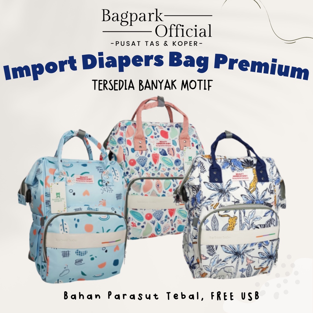 Tas Bayi Multifungsi Diapers Bag Premium Tas Perlengkapan Anak Tas Mama Tas Import Bayi Usb Sport Terbaru