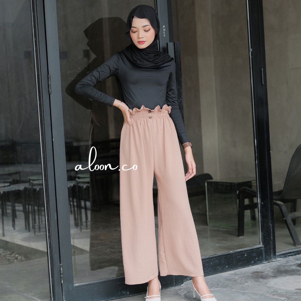 Navya Celana Kulot Kancing Bahan Crinkle Airflow – Celana Wanita Kulot Highwaist