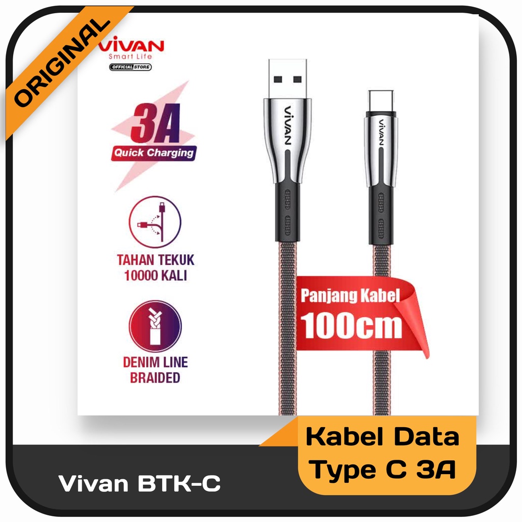 Kabel Data Original Vivan Fast Charging 2.4 A Seri BTK-M/BTK-C/BTK-L