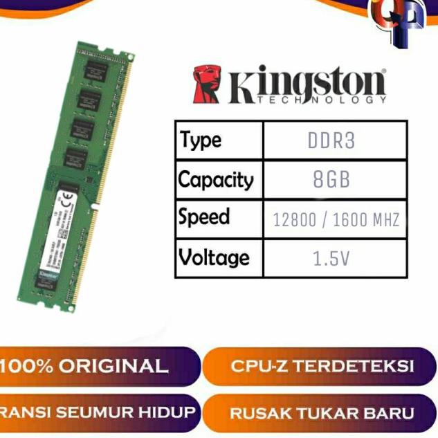 KINGSTON LONGDIMM 8GB DDR3 1600MHZ - KVR16N11/8