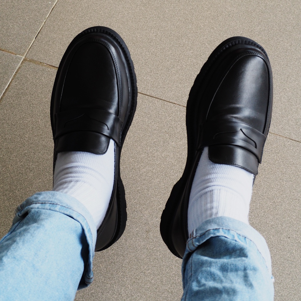 Sepatu Slip On Loafers Pria Formal | SB AIDEN BLACK