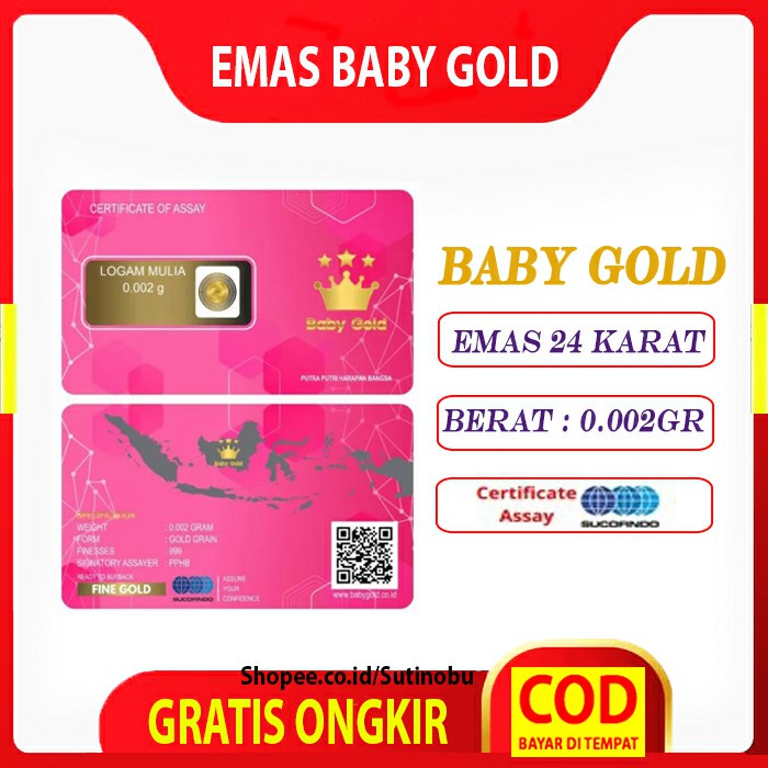 Babygold 0,002 Gram Gift Souvenir Wedding 24 Karat Ori Emas Mini Gold