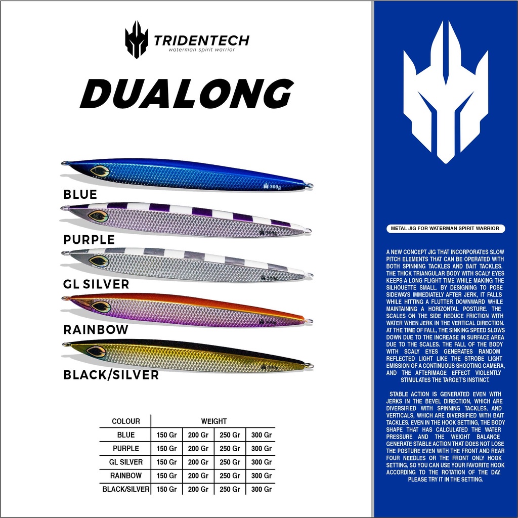 Metal Jig 250 Gram Tridentech Dualong