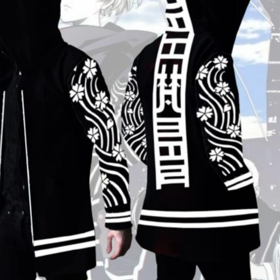 Jaket Jubah Jumbo Sweater Anime Tokyo Revengers Tokyo Brahman Senju - Hitam, L