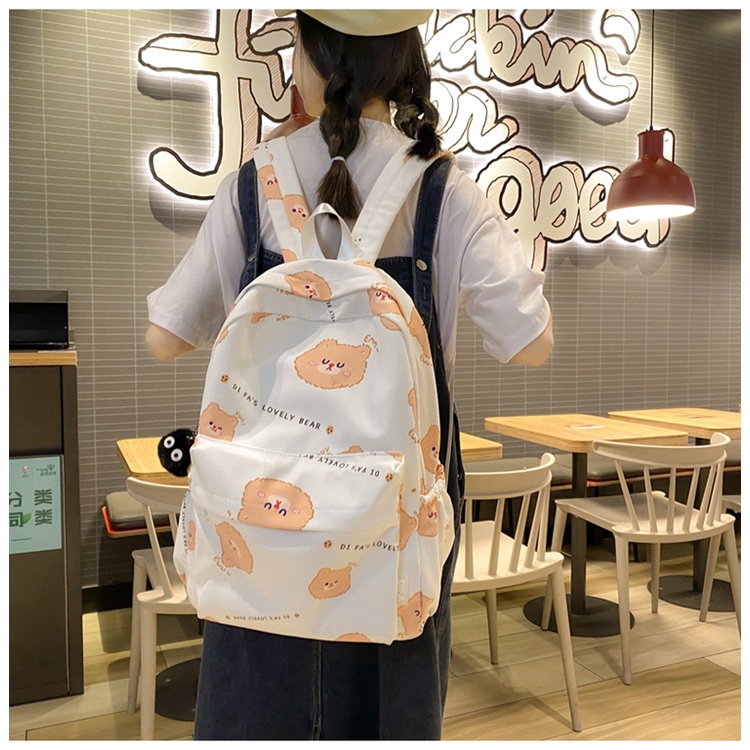 WYK145 Tas Ransel Wanita Sekolah Motif Beruang Bear Pattern Backpack School Impor TKM