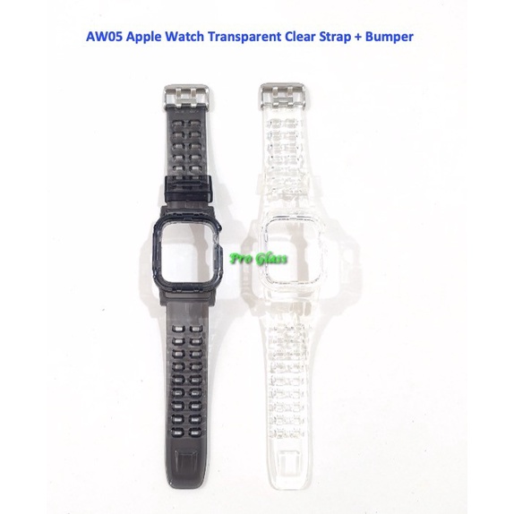 AW05 Apple Watch 38mm / 40mm / 42mm / 44mm / ULTRA 49MM Transparent Clear Strap with Bumper Case