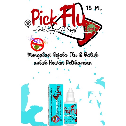 Pick flu obat flu batuk kucing anjing 15ml - Obat flu batuk kucing anjing - Obat flu batuk hewan