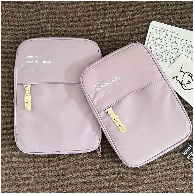 Sleeve Pouch Sarung Tas Ipad Tab Tablet Laptop Macbook Air Pro Asus Acer Lenovo HP Huawei 11 12 13 14 inch Motif Polos Warna Ungu Lilac Purple Pink Green Hijau Biru Blue Hitam Black Cute Murah Korean Model Banyak Ruang Slot Stationary Organizer