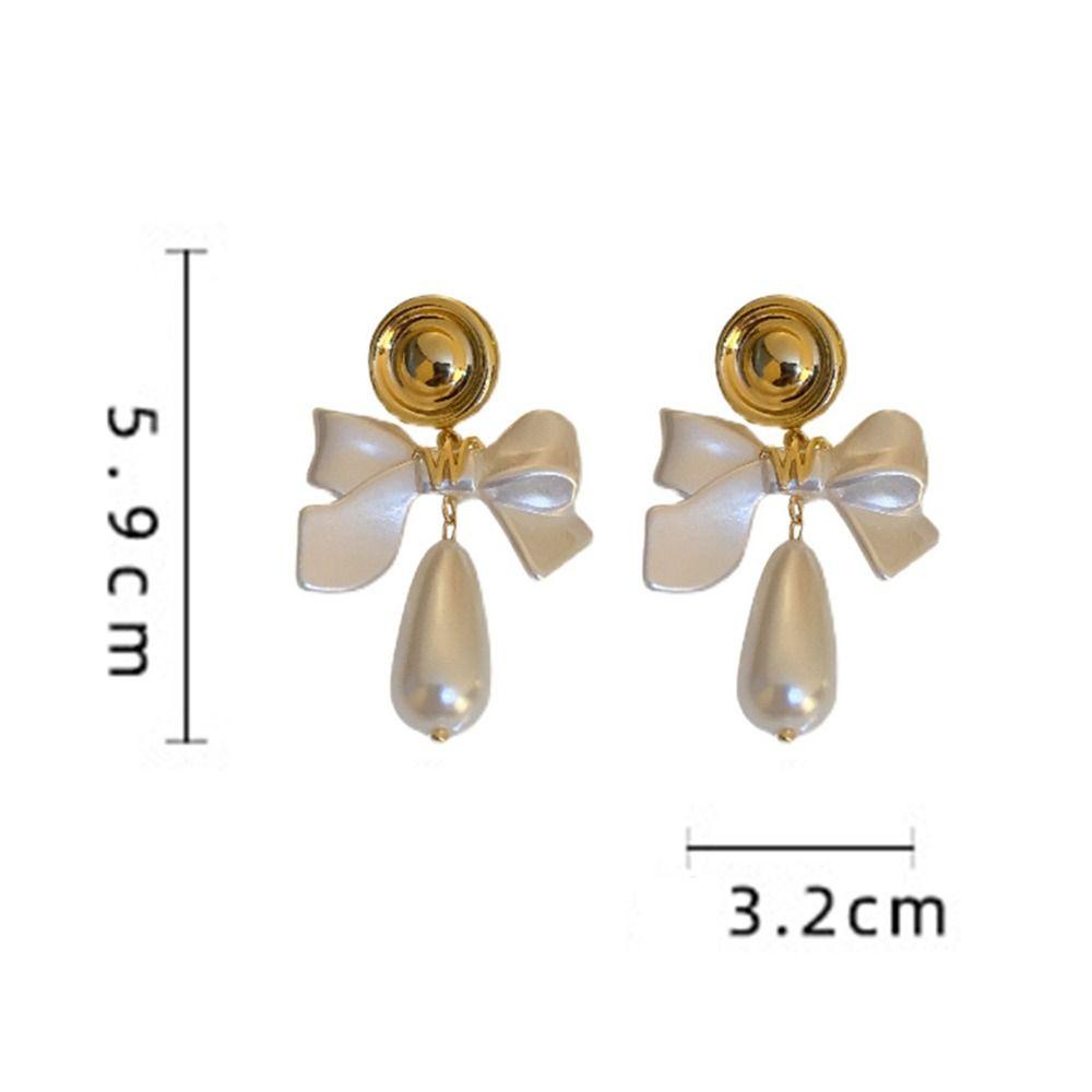 Needway Wanita Busur Anting Ikatan Simpul Fashion Temperamen Tetesan Air Hadiah Kekasih Telinga Stud Gaya Korea Gadis Tindik Stud Earrings