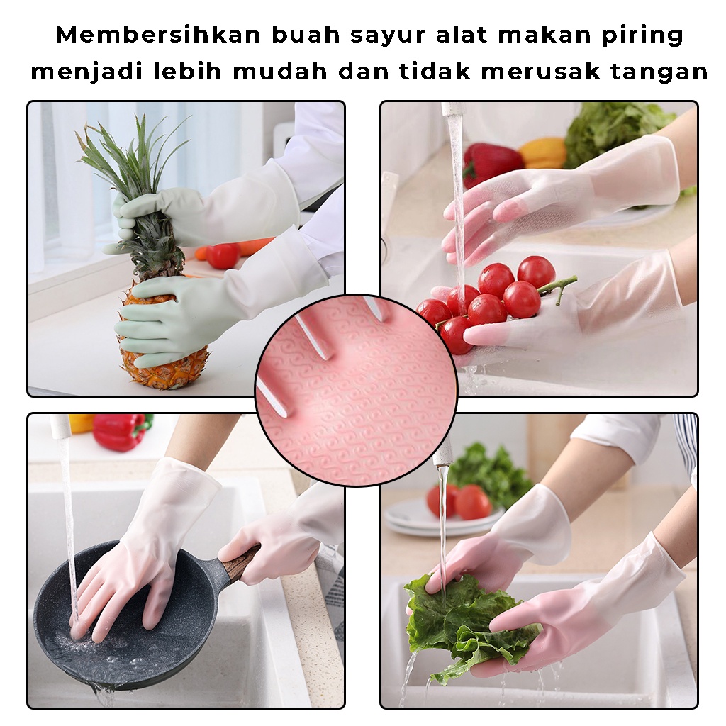 Sarung Tangan Cuci Piring Rubber Gloves Serbaguna Kaos Tangan Anti Air Karet Silikon Penutup Pelindung Tangan saat Cuci Baju Masak Berkebun aman anti kotor| GROSIRXPRESS