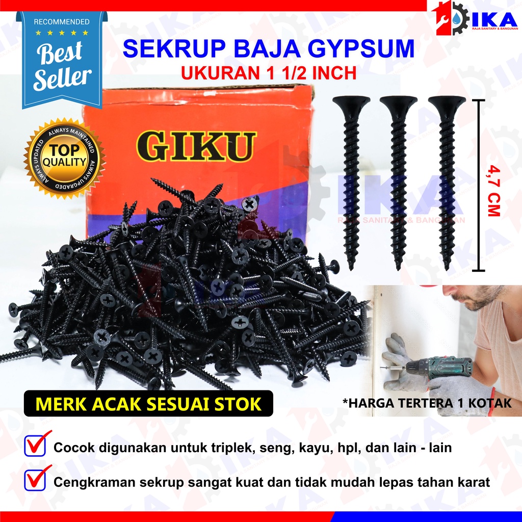 Sekrup Gypsum Skrup Gipsum Kayu Drywall 1 11/4 11/2 2 Inch / Sekrup gypsum drywall skrup 1 dus 1in 1,25in 1,5in dan 2in